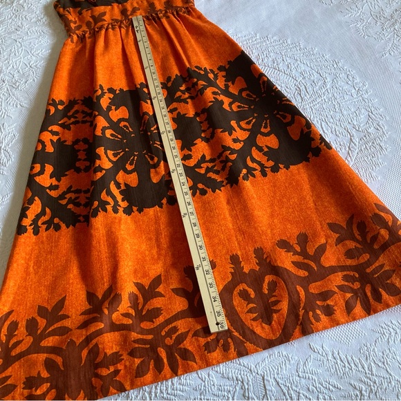 Vintage 70s Hawaiian dress BG’s fashions maxi bold orange floral print Small - Picture 10 of 16